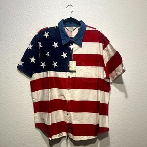 Roper‎ Shirt Womens 2XL Multicolor Stars And Stripes American Flag Button Up